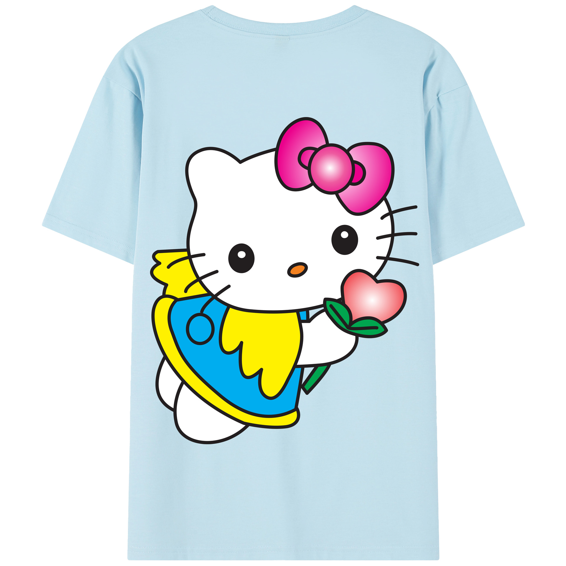 （画像用） Hello Kitty ハローキティ 綿100％半袖Tシャツ（背面プリント）